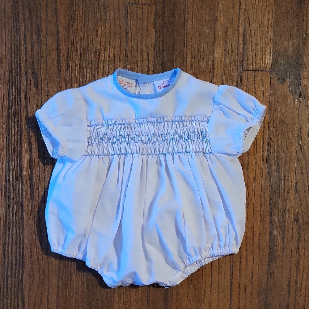 Blue Smocked Kids One Piece